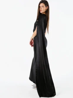 Solada Abito elegante da donna monospalla con stola incorporata - nero
