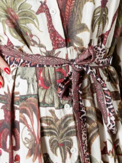 Solada Abito lungo da donna a camicia con stampe e maniche a 3/4 - rosa