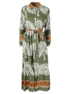 Solada Abito lungo da donna a camicia con stampe - verde