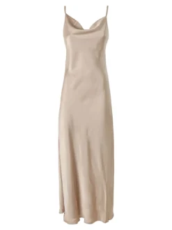 Solada Abito lungo da donna con spalline sottili e scollo a cascata - beige