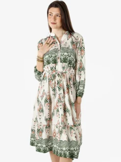 Solada Abito lungo da donna con stampe e maniche lunghe - verde