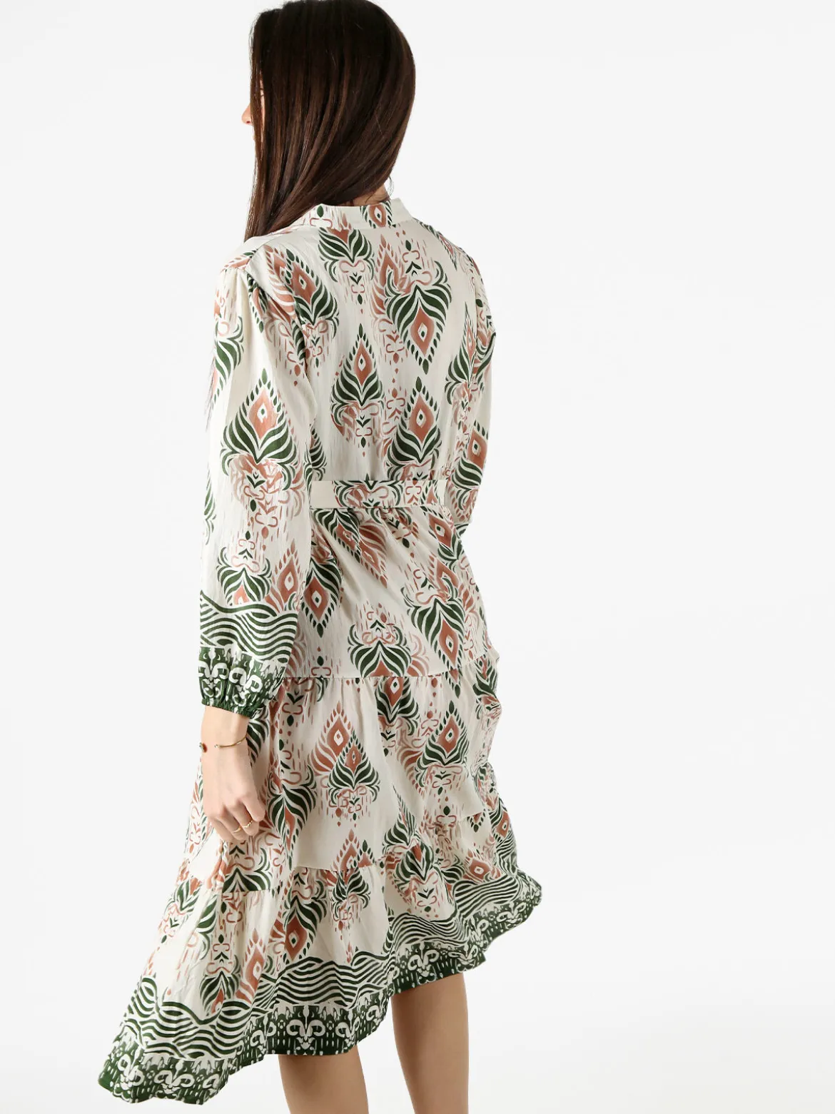 Solada Abito lungo da donna con stampe e maniche lunghe - verde