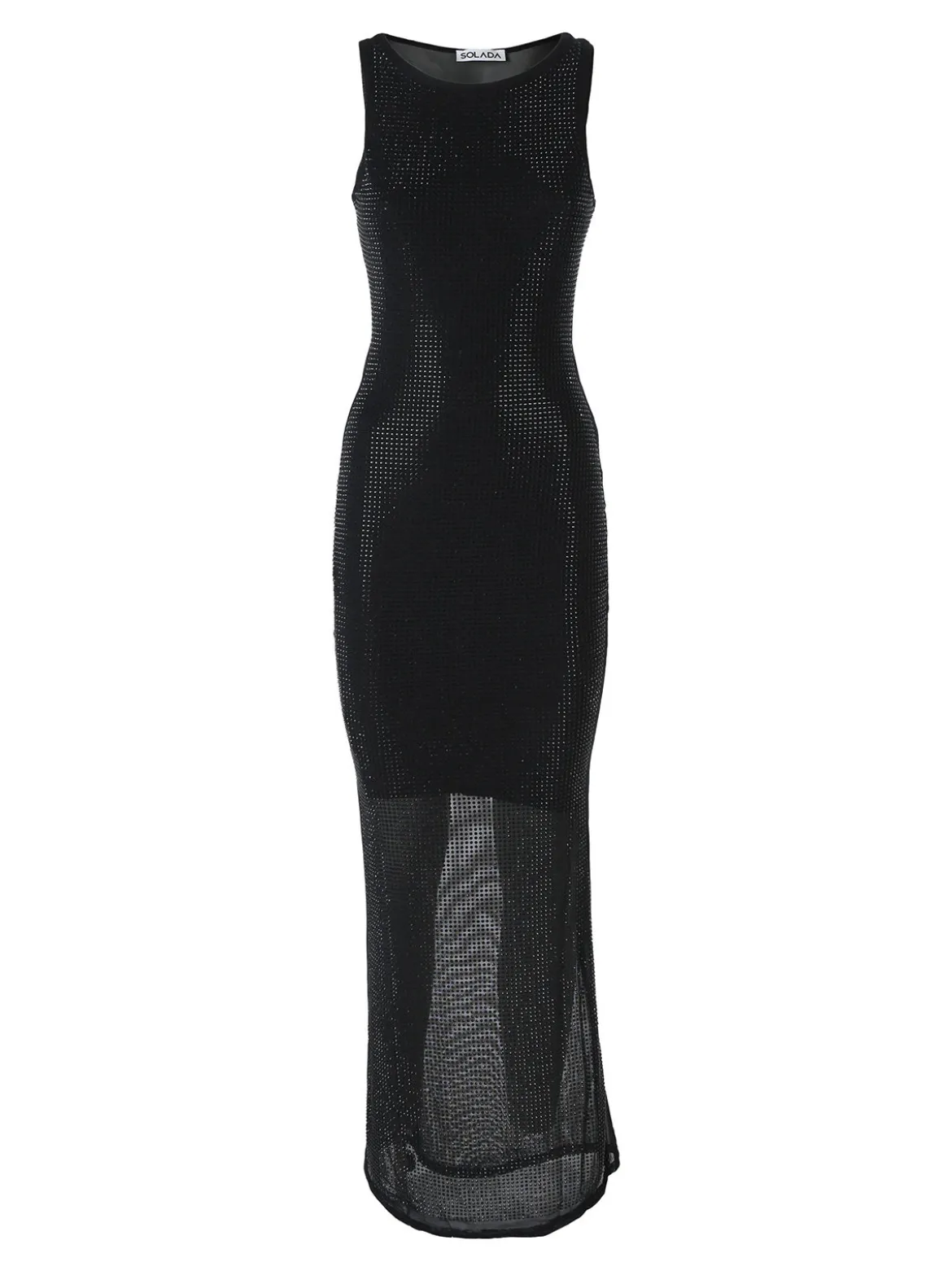 Solada Abito lungo da donna senza maniche con micro borchie - nero