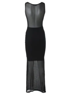 Solada Abito lungo da donna senza maniche con micro borchie - nero