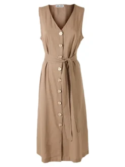 Solada Abito smanicato da donna a camicia in misto lino - khaki