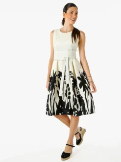 Solada Abito smanicato da donna in cotone con stampa sul fondo - beige