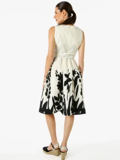 Solada Abito smanicato da donna in cotone con stampa sul fondo - beige