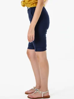 Solada Bermuda donna in tessuto elasticizzato con cintura in corda - blu