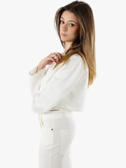 Solada Blazer cropped da donna con bottone e scollo a V - bianco