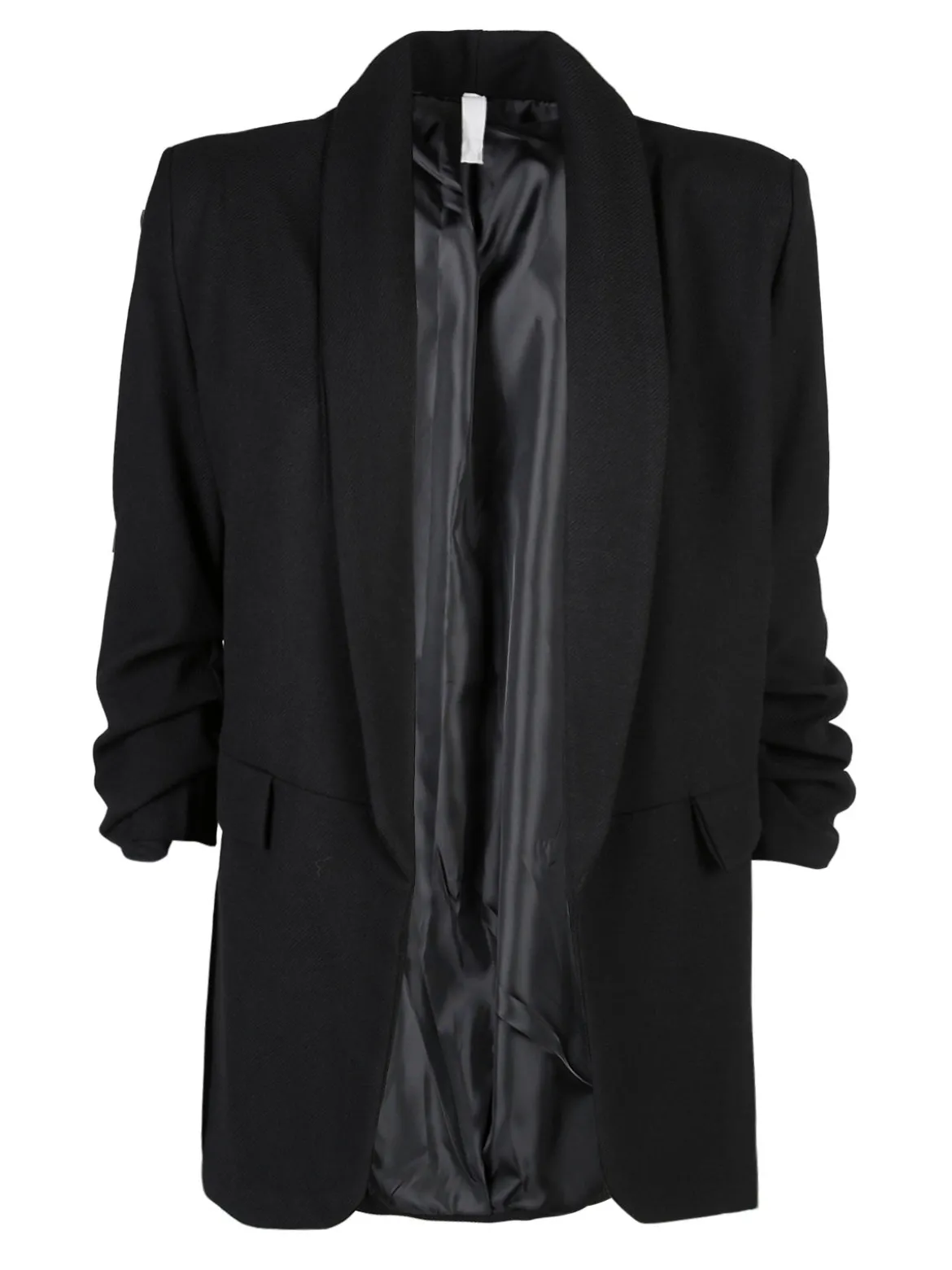 Solada Blazer donna aperto con maniche arricciate - nero