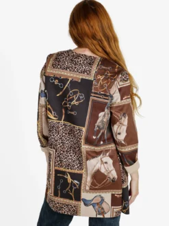 Solada Blazer donna aperto con stampe - marrone