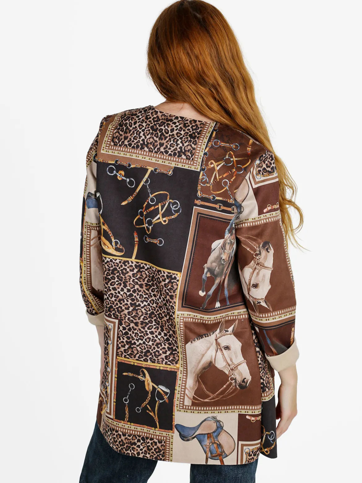 Solada Blazer donna aperto con stampe - marrone