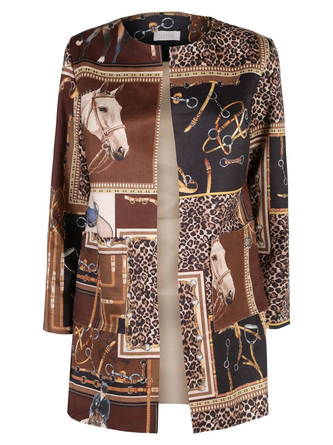 Solada Blazer donna aperto con stampe - marrone