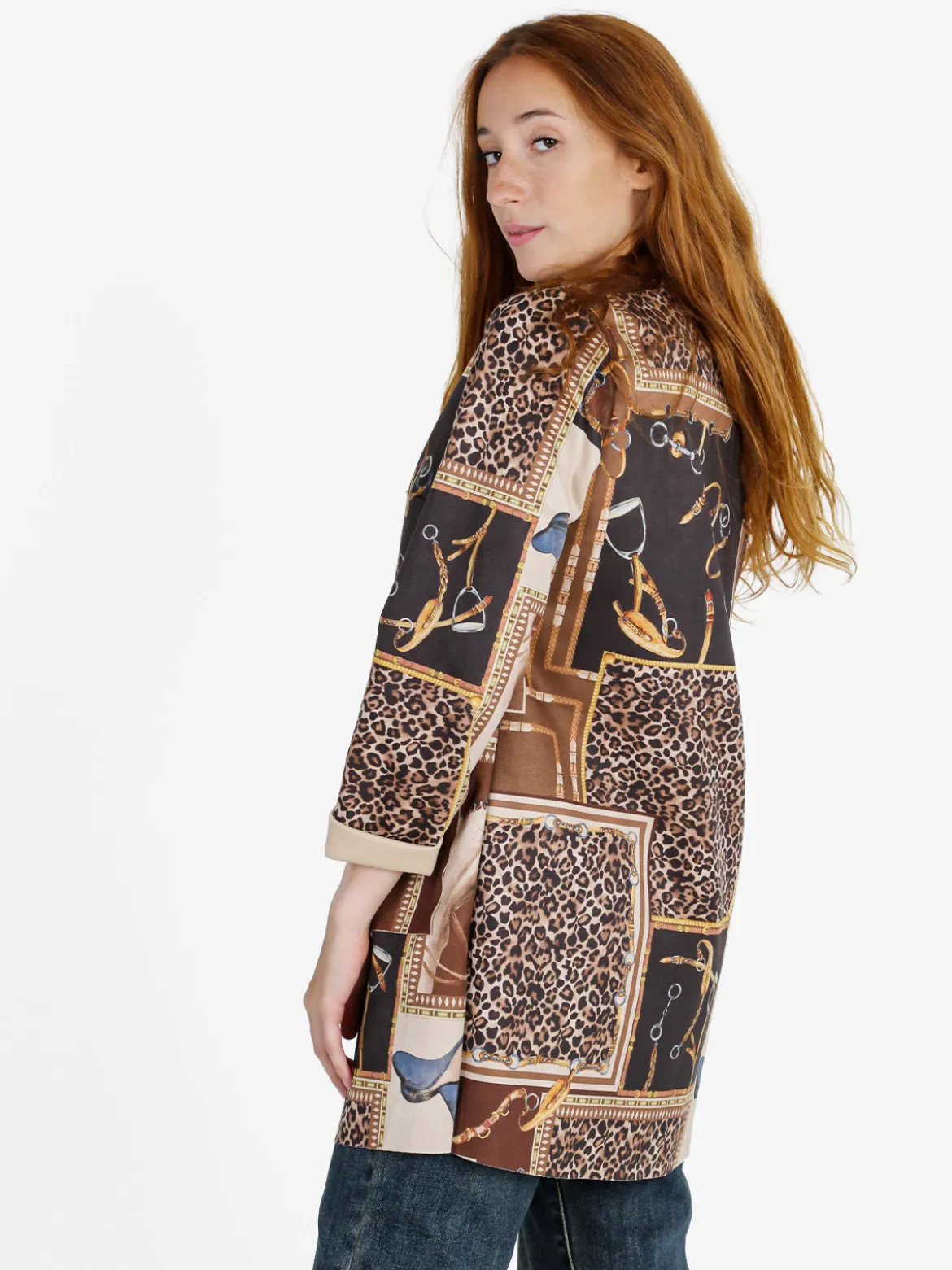 Solada Blazer donna aperto con stampe - marrone