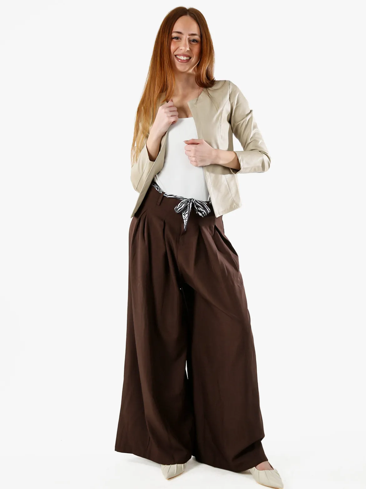 Solada Blazer donna aperto in ecopelle - beige