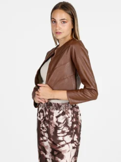 Solada Blazer donna aperto in ecopelle - marrone