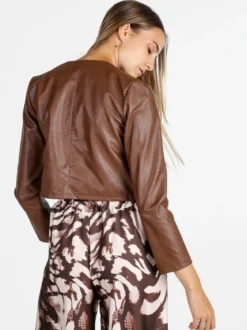 Solada Blazer donna aperto in ecopelle - marrone
