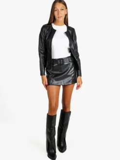 Solada Blazer donna aperto in ecopelle - nero