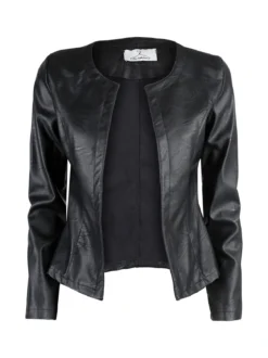 Solada Blazer donna aperto in ecopelle - nero