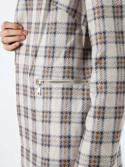 Solada Blazer donna aperto in tessuto scamosciato con stampe a quadri - fango