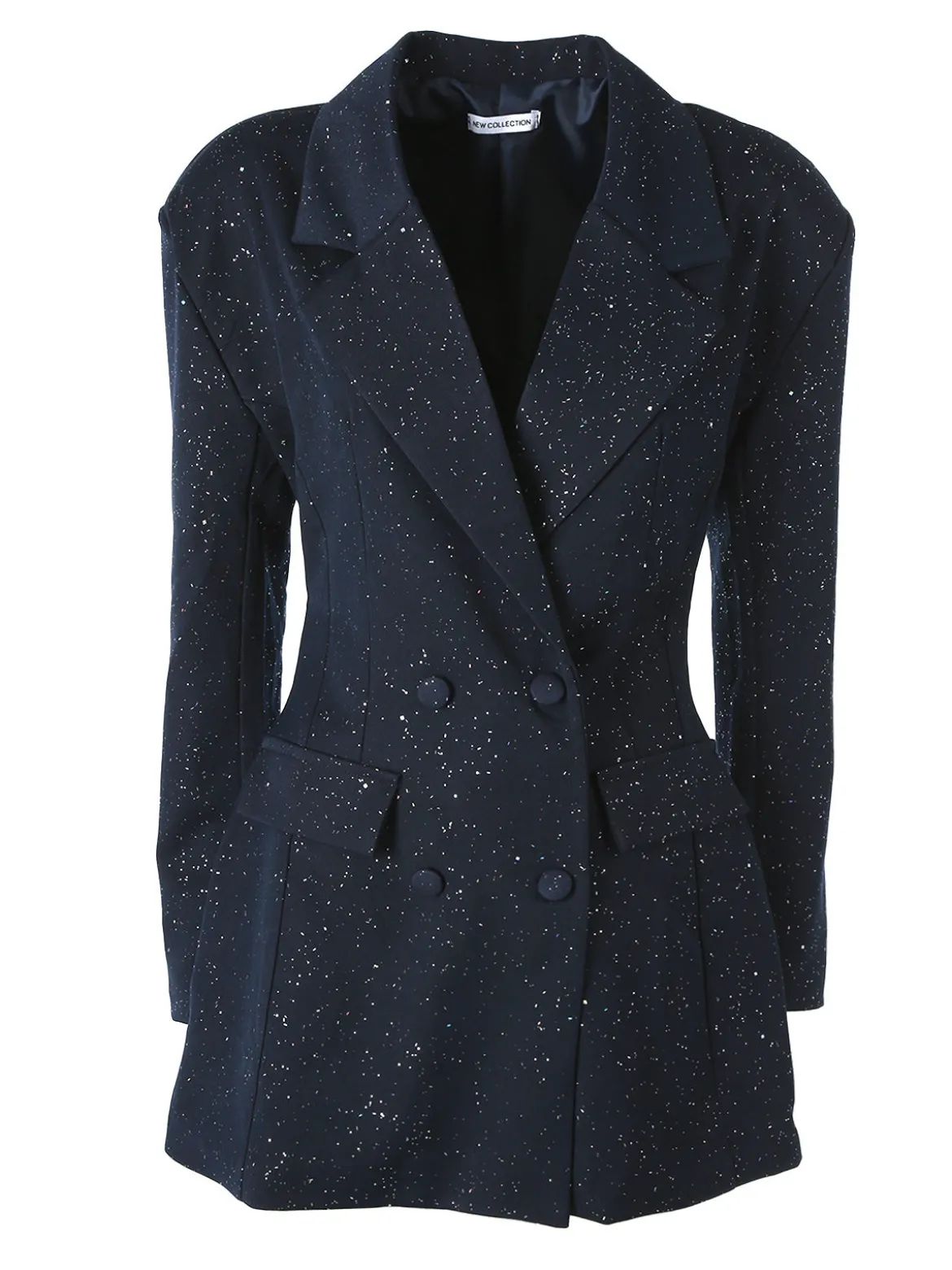 Solada Blazer donna elegante con brillantini e chiusura a doppiopetto - blu scuro