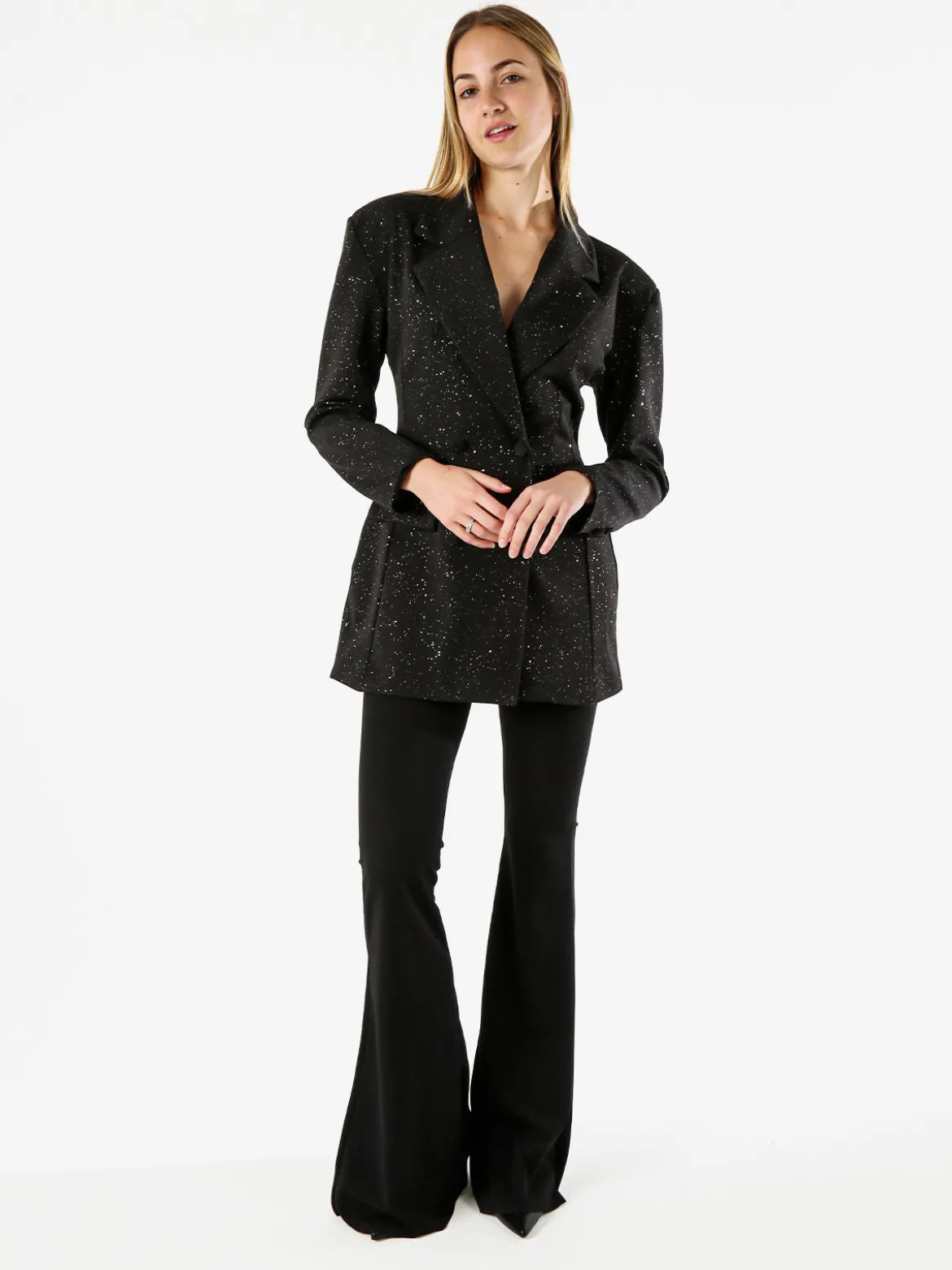 Solada Blazer donna elegante con brillantini e chiusura a doppiopetto
