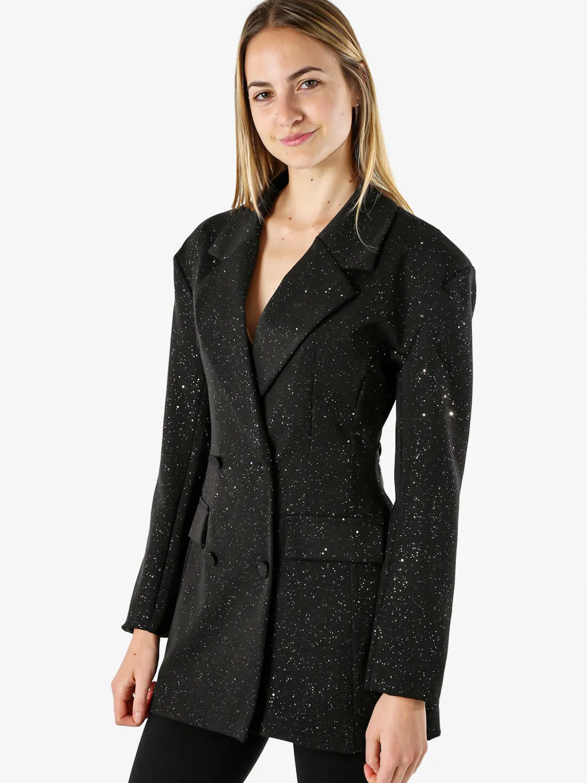 Solada Blazer donna elegante con brillantini e chiusura a doppiopetto