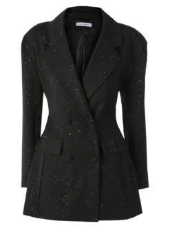 Solada Blazer donna elegante con brillantini e chiusura a doppiopetto