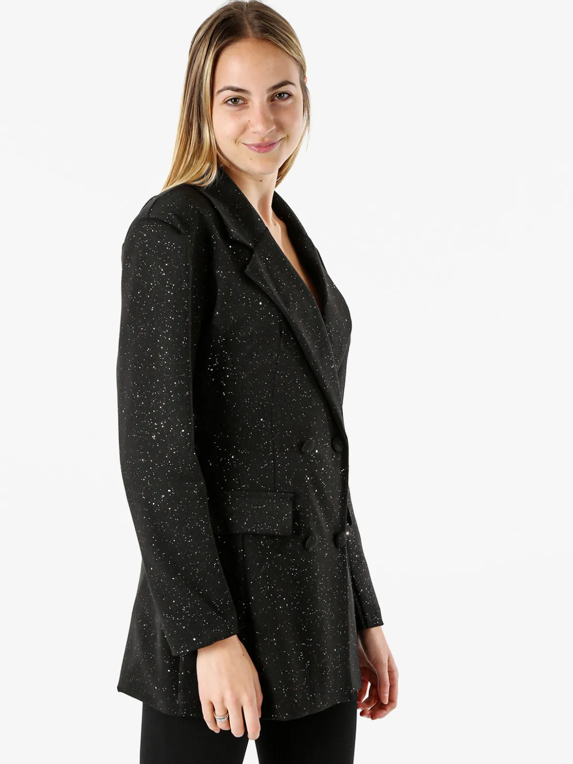 Solada Blazer donna elegante con brillantini e chiusura a doppiopetto
