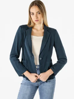 Solada Blazer donna in misto lino con bottone - blu scuro