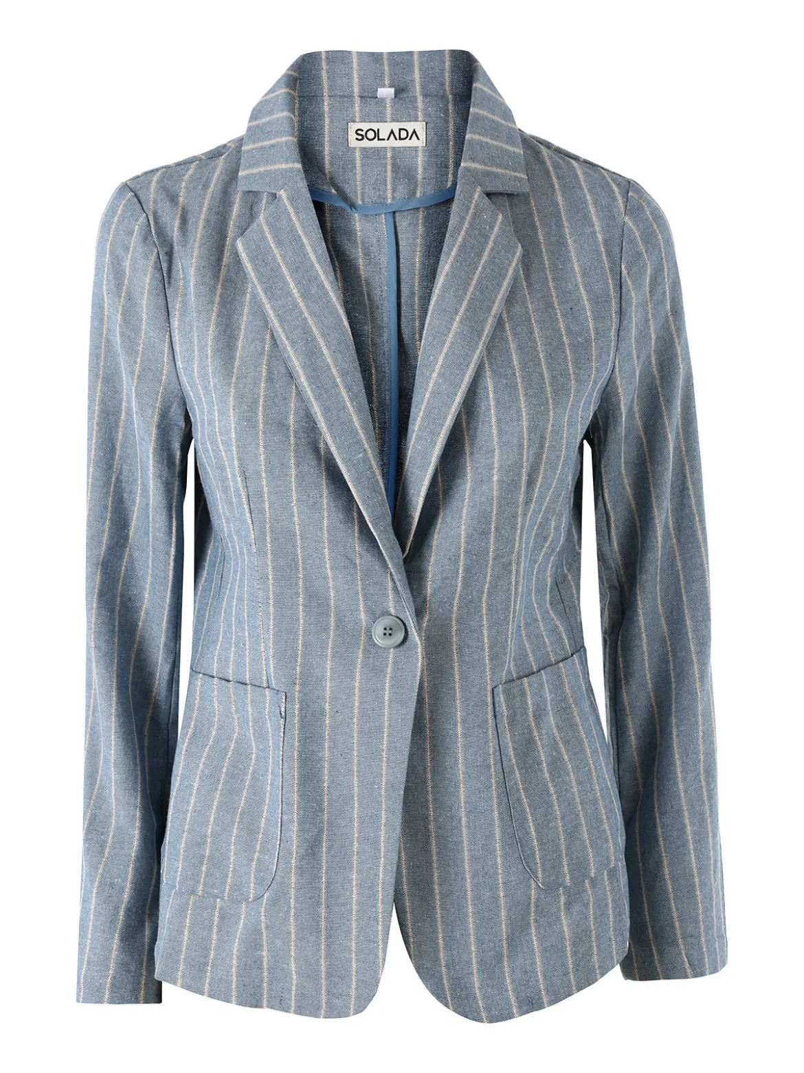 Solada Blazer donna in misto lino e cotone con stampa a righe - blu