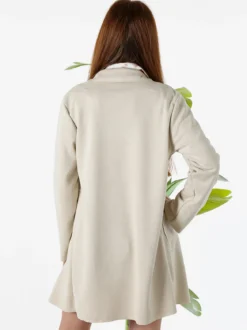 Solada Blazer donna lungo in tessuto scamosciato senza chiusura - beige