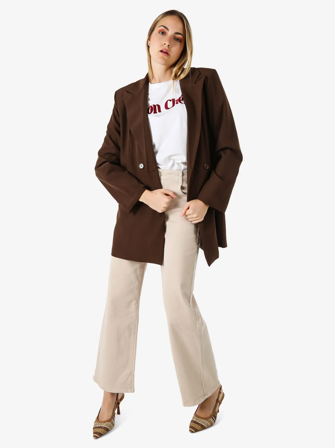 Solada Blazer oversize da donna con chiusura a doppiopetto - moro