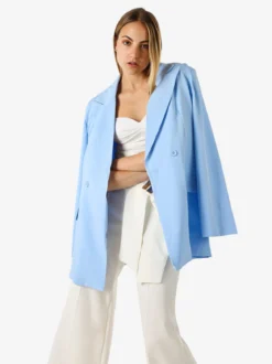 Solada Blazer oversize da donna con chiusura a doppiopetto - azzurro