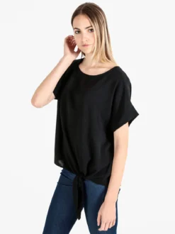 Solada Blusa donna a maniche corte con nodo sul fondo