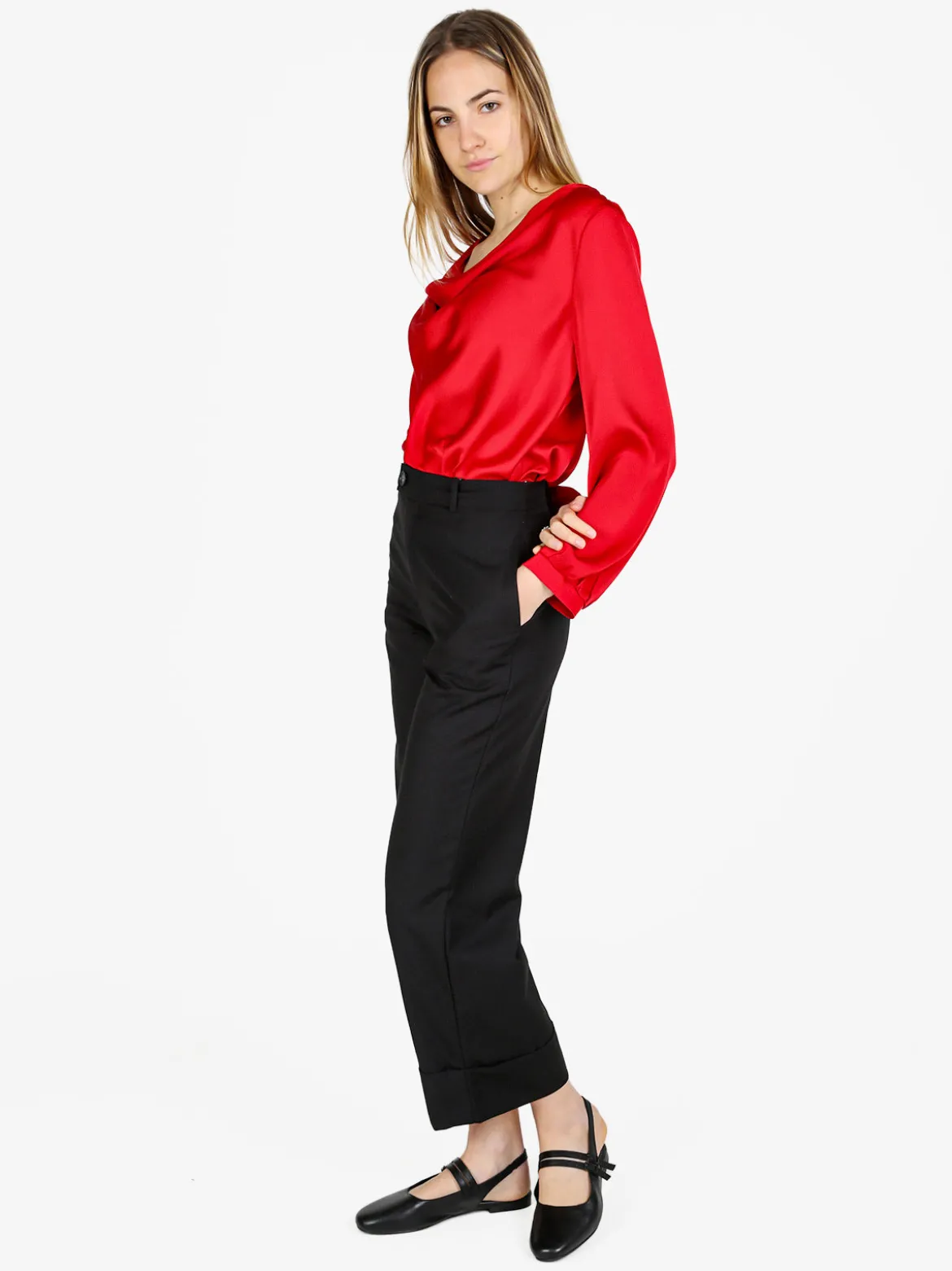 Solada Blusa donna a maniche lunghe con scollo a cascata