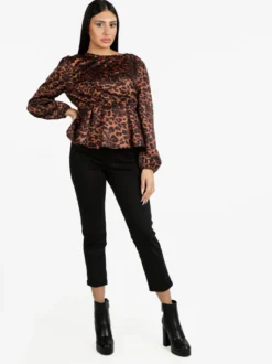 Solada Blusa donna a maniche lunghe con stampa animalier
