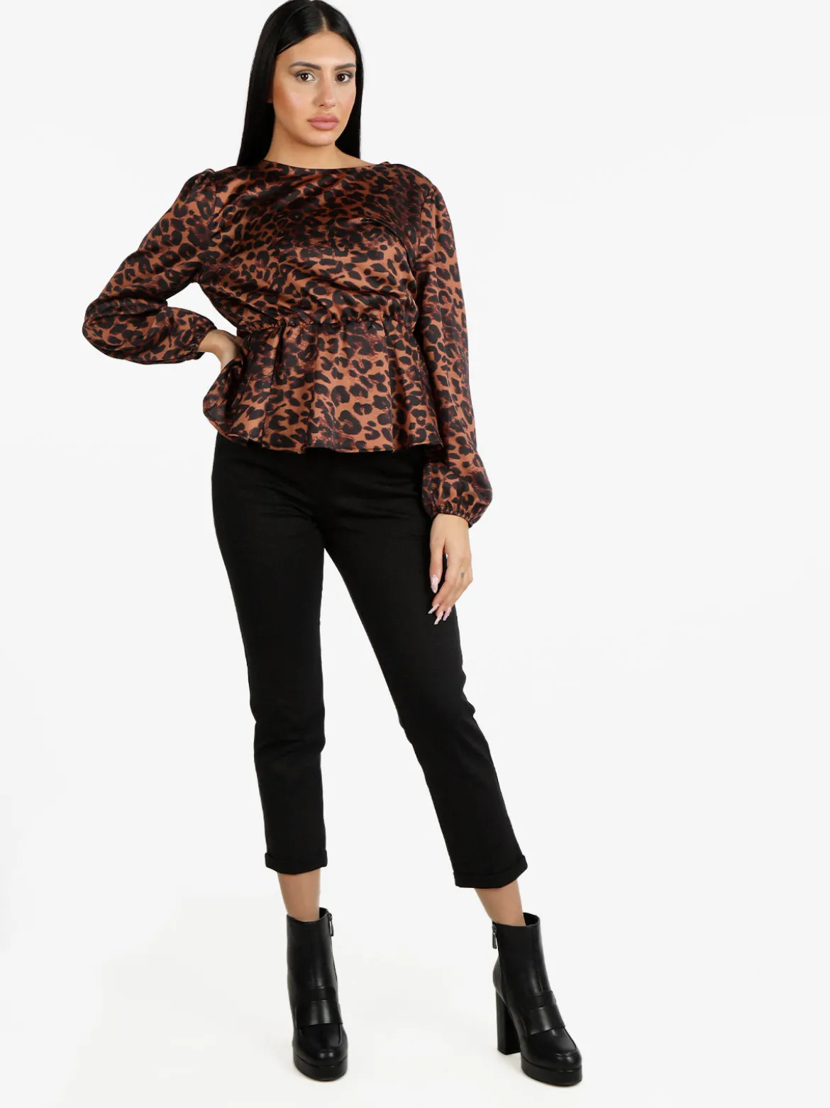 Solada Blusa donna a maniche lunghe con stampa animalier