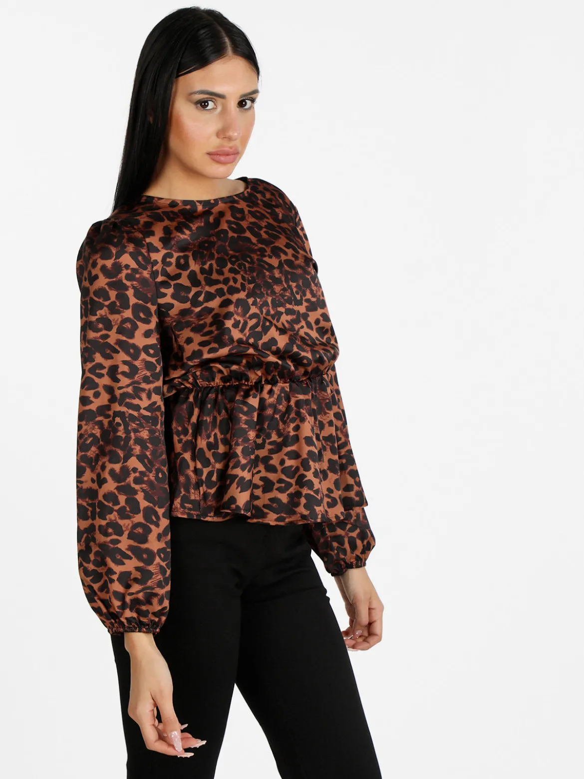 Solada Blusa donna a maniche lunghe con stampa animalier