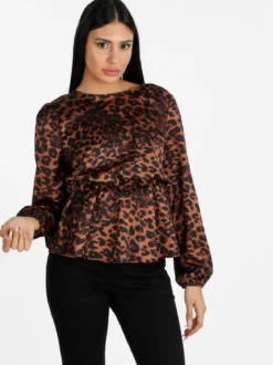 Solada Blusa donna a maniche lunghe con stampa animalier