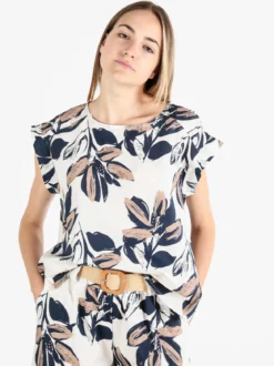 Solada Blusa donna floreale in cotone con bottoni laterali