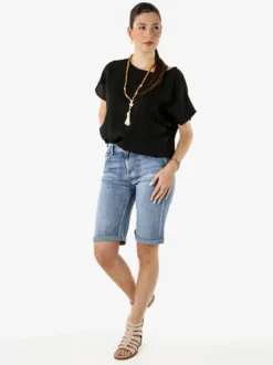 Solada Blusa donna girocollo a maniche corte - nero
