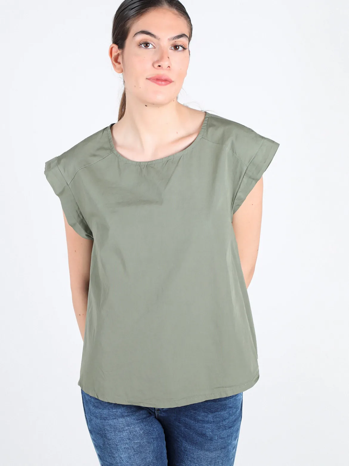 Solada Blusa donna in cotone con bottoni laterali