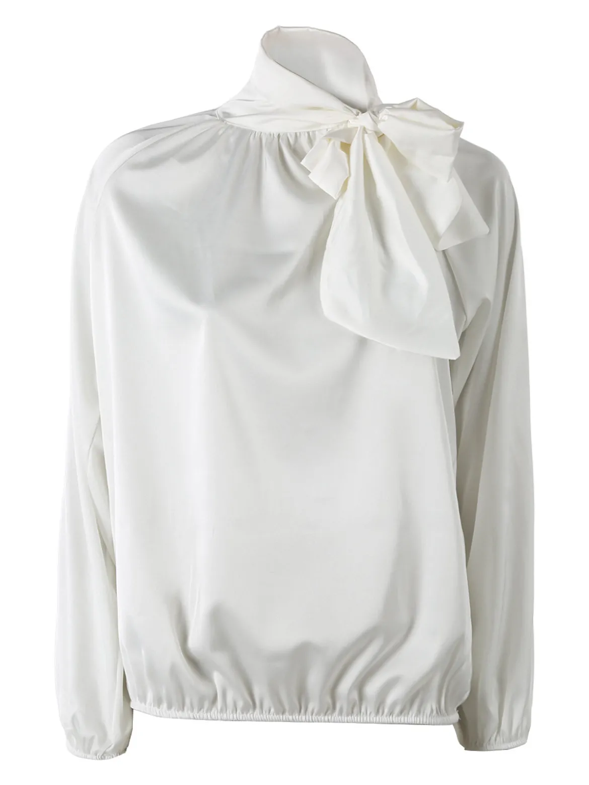 Solada Blusa donna in tessuto simil raso a maniche lunghe - bianco