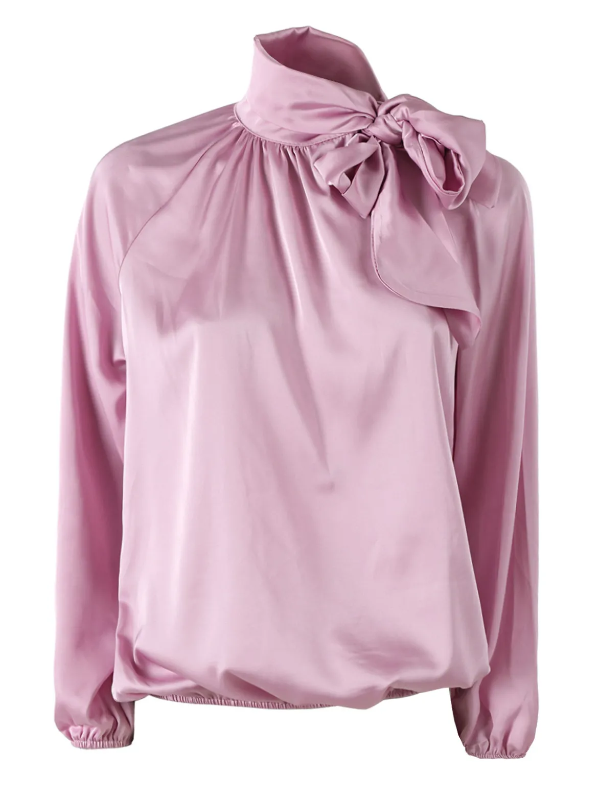 Solada Blusa donna in tessuto simil raso a maniche lunghe - rosa