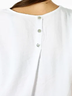 Solada Blusa donna in viscosa a maniche corte con bottoni decorati sul retro - bianco