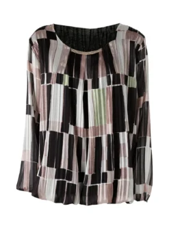 Solada Blusa donna maniche lunghe con strass - nero
