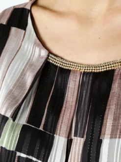 Solada Blusa donna maniche lunghe con strass - nero