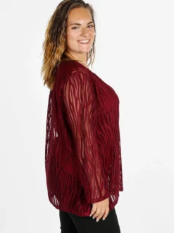 Solada Blusa donna ricamata a maniche lunghe - bordeaux