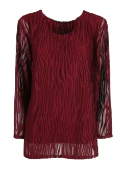 Solada Blusa donna ricamata a maniche lunghe - bordeaux